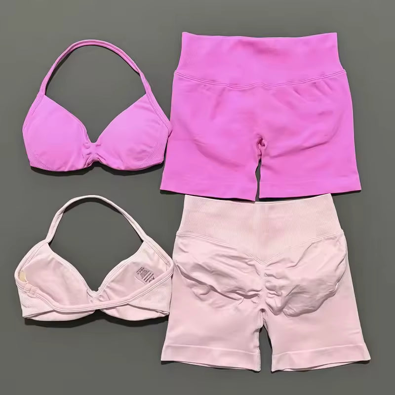 Luna Sculpt Set - Seamless Strappy Bra & Scrunch Shorts