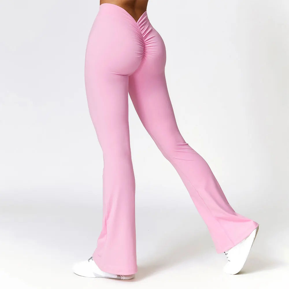 Vesper V-Waist Flare Leggings - High-Waisted Nylon Scrunch Flares