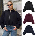 Urban Puff Jacket - Cropped Zip-Up Bomber Puffer Jacket