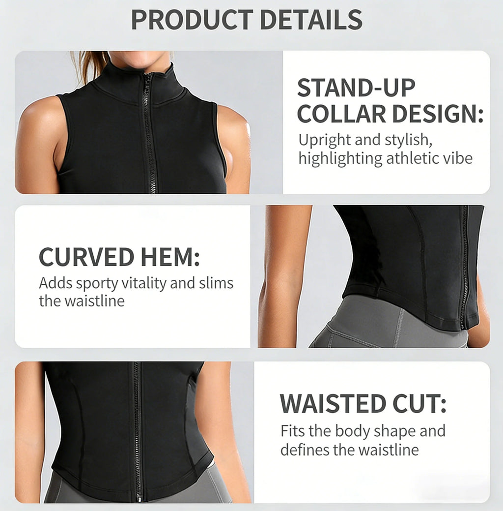 Quinn Zip Training Vest - Sleeveless Nylon Quick-Dry Layer