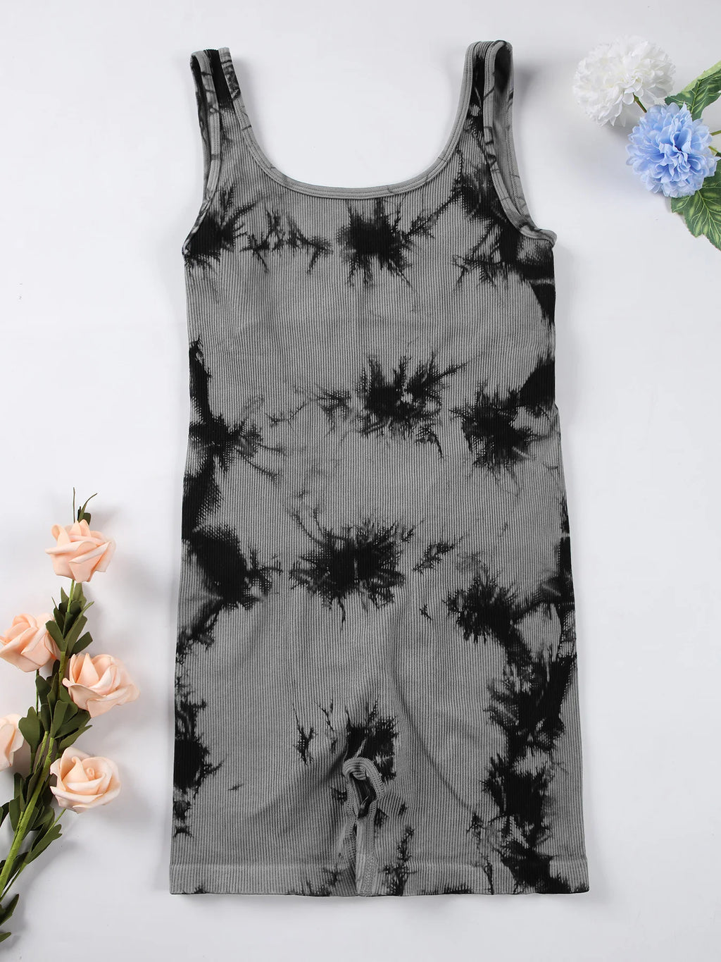 Dahlia Ribbed U-Neck Jumpsuit - Backless Sleeveless Yoga Bodysuit