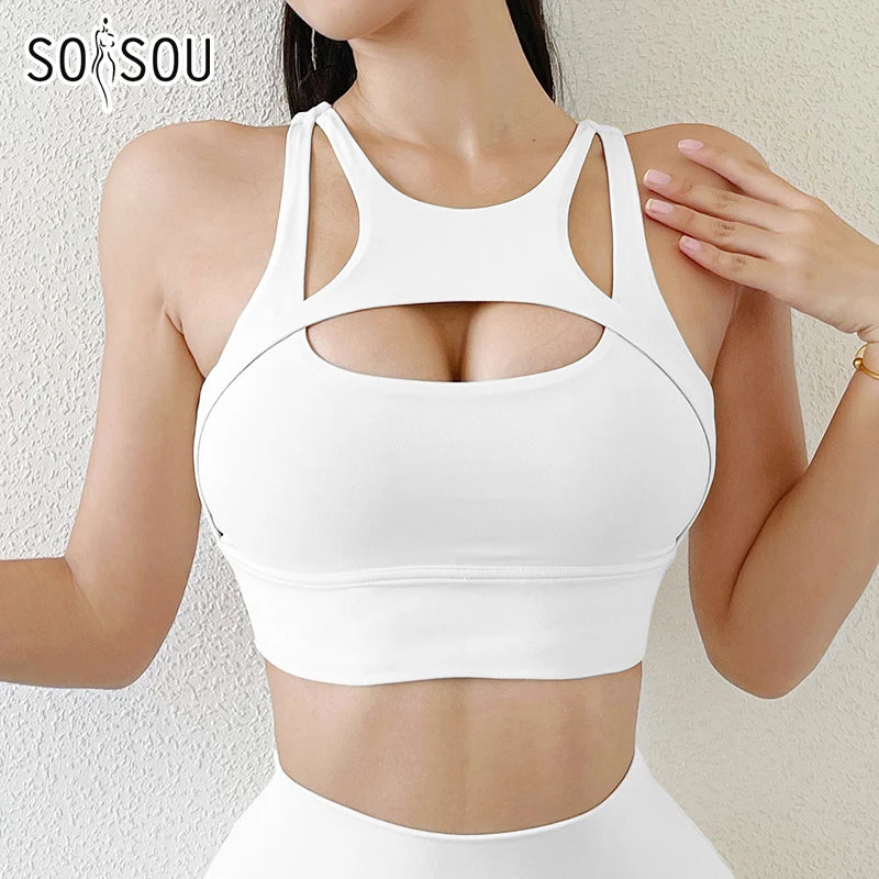 Lena Crop Bra - Nylon Sports Bra with Removable Pads