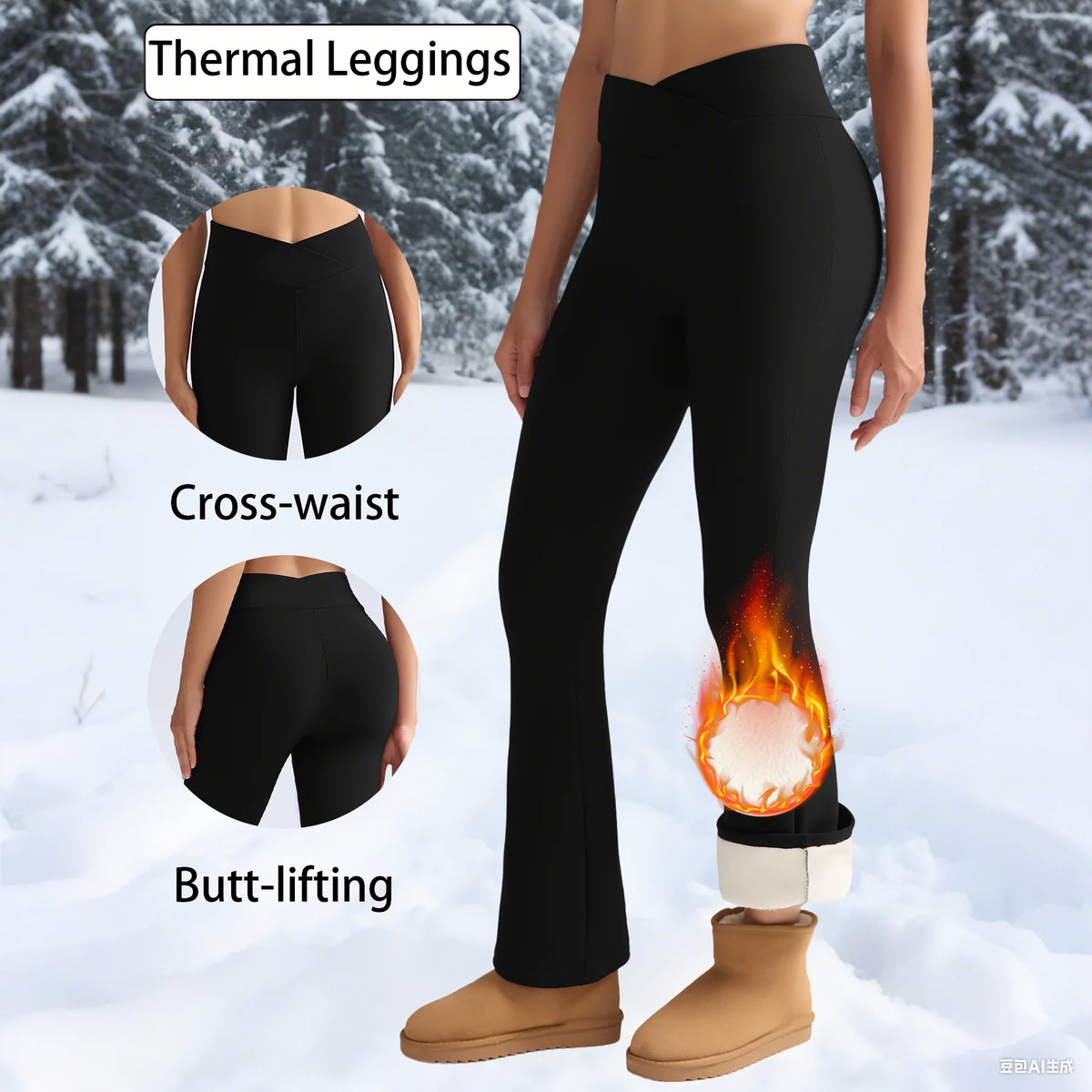 Hearth Fleece-Lined Flare Leggings - High-Waisted Warm Flared Leggings