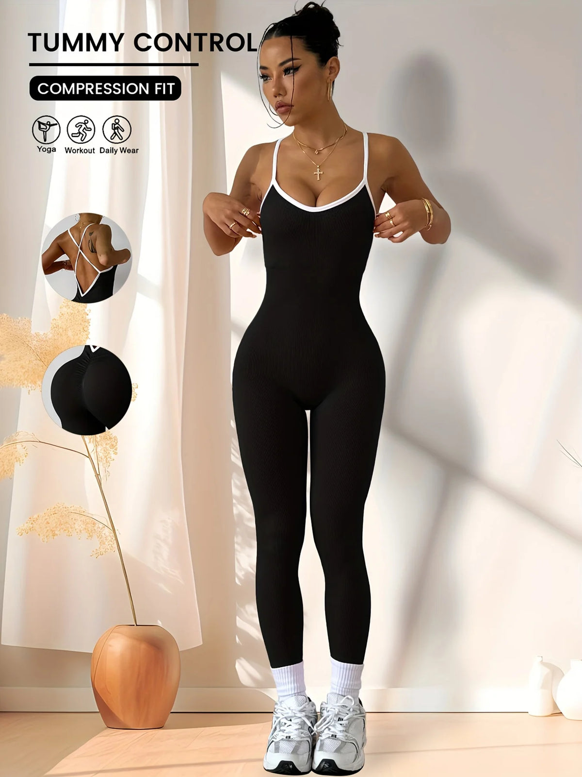 Rhea Sport Romper - Nylon One-Piece Workout Bodysuit for Women