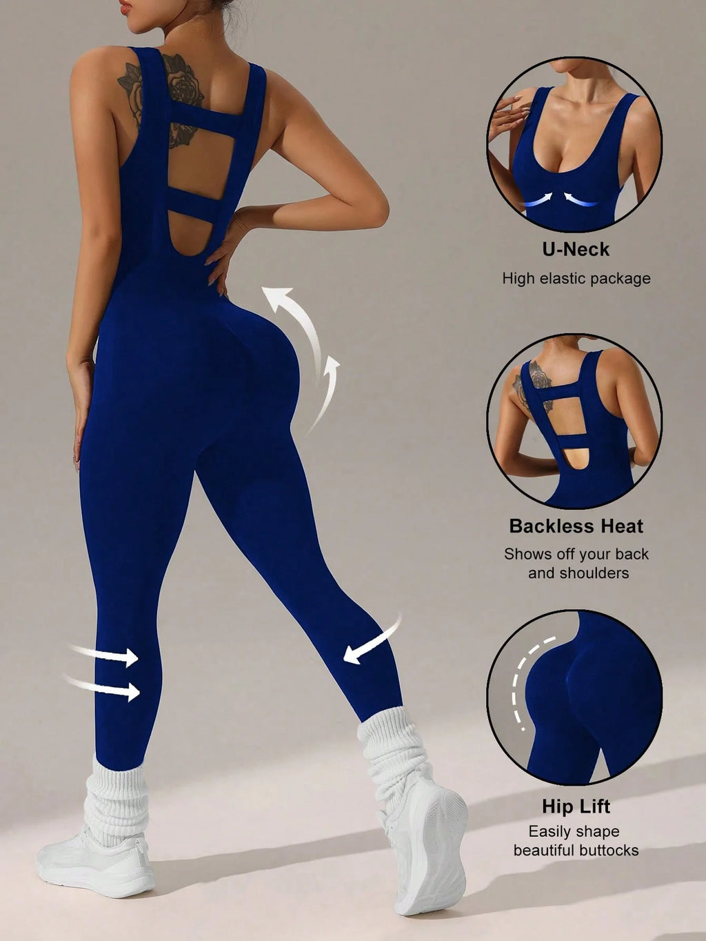 Iris Hollow-Back Jumpsuit - Full-Length Nylon Yoga Bodysuit