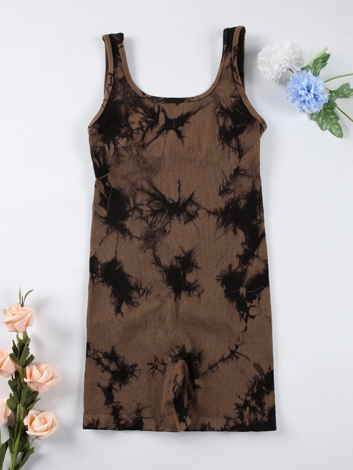 Dahlia Ribbed U-Neck Jumpsuit - Backless Sleeveless Yoga Bodysuit