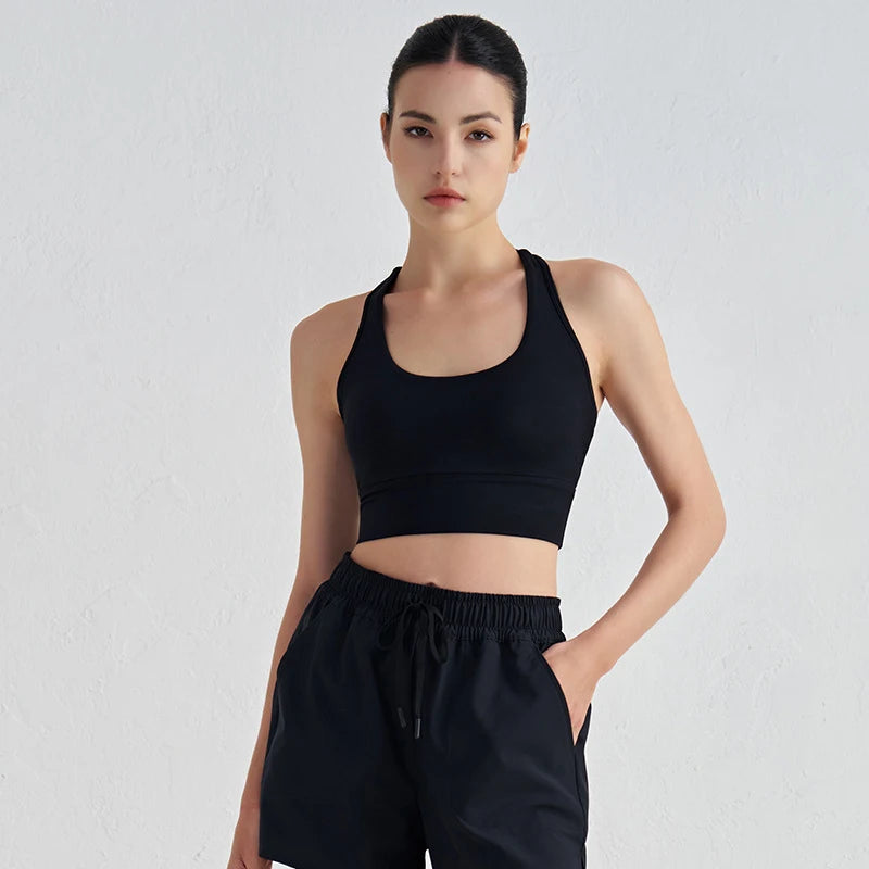 Selene Backless U-Neck Bra - Nylon Crop Sports Bra for Women