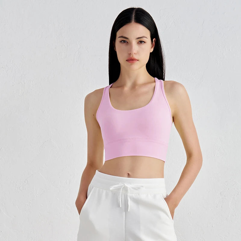 Selene Backless U-Neck Bra - Nylon Crop Sports Bra for Women