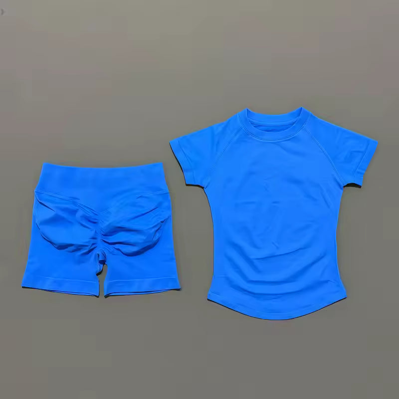 Nova Sport Set - Seamless Short Sleeve Top & Shorts