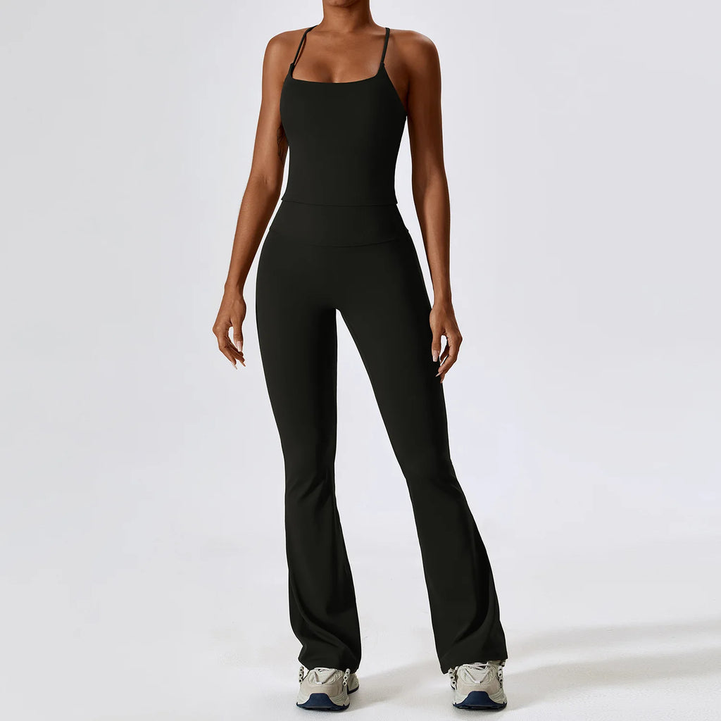 Laurel Seamless Long-Sleeve Set - Crop Top & Flare Leggings
