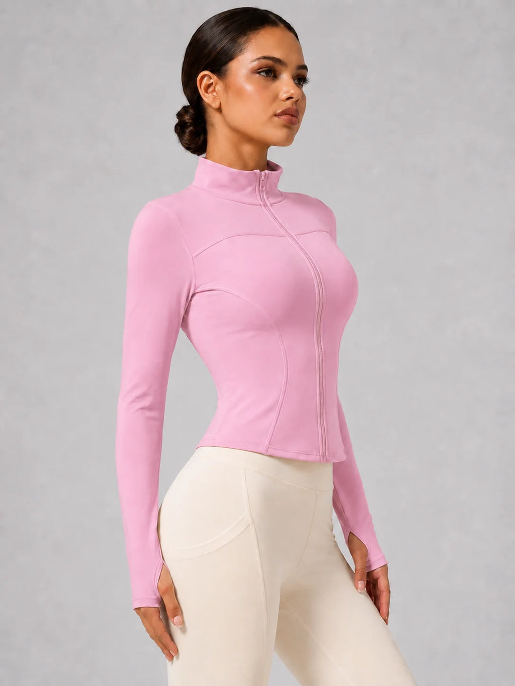 Harper Full-Zip Thumbhole Jacket - Slim-Fit Stretch Yoga Jacket