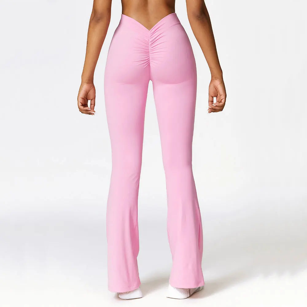 Vesper V-Waist Flare Leggings - High-Waisted Nylon Scrunch Flares
