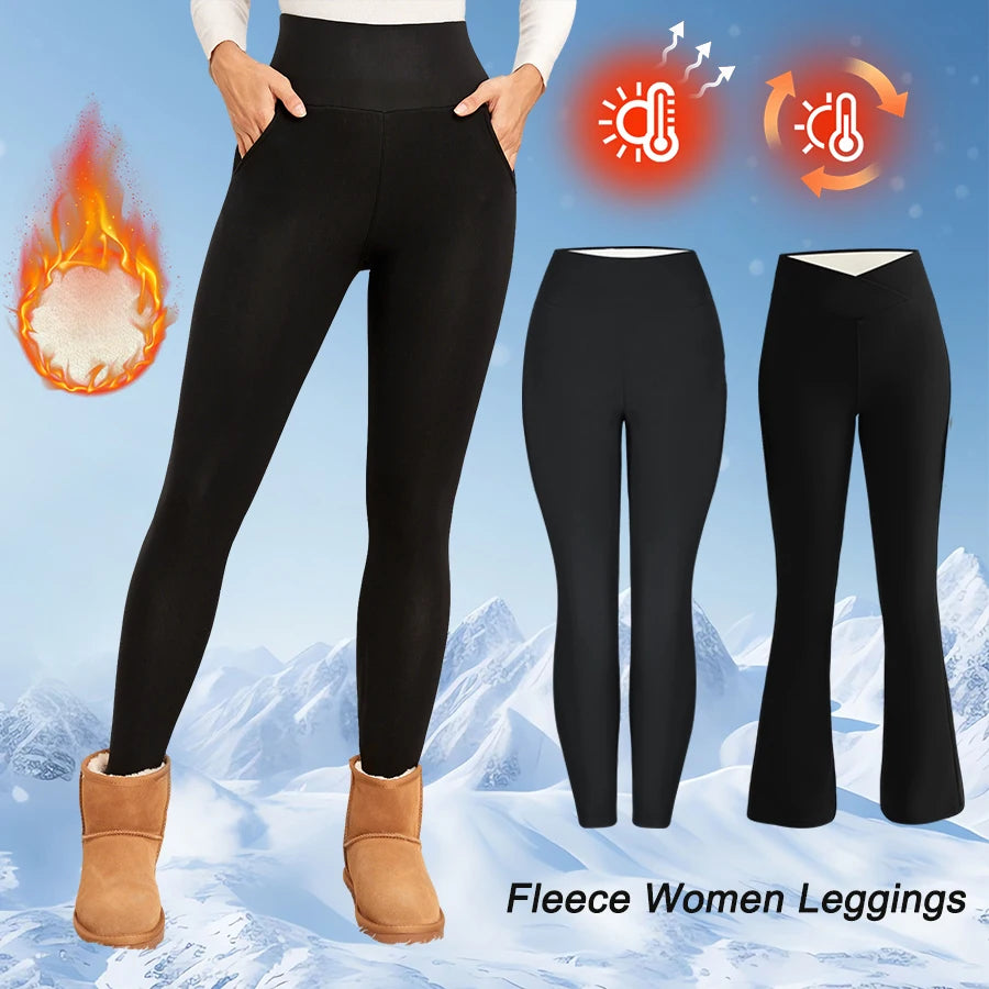 Hearth Fleece-Lined Flare Leggings - High-Waisted Warm Flared Leggings