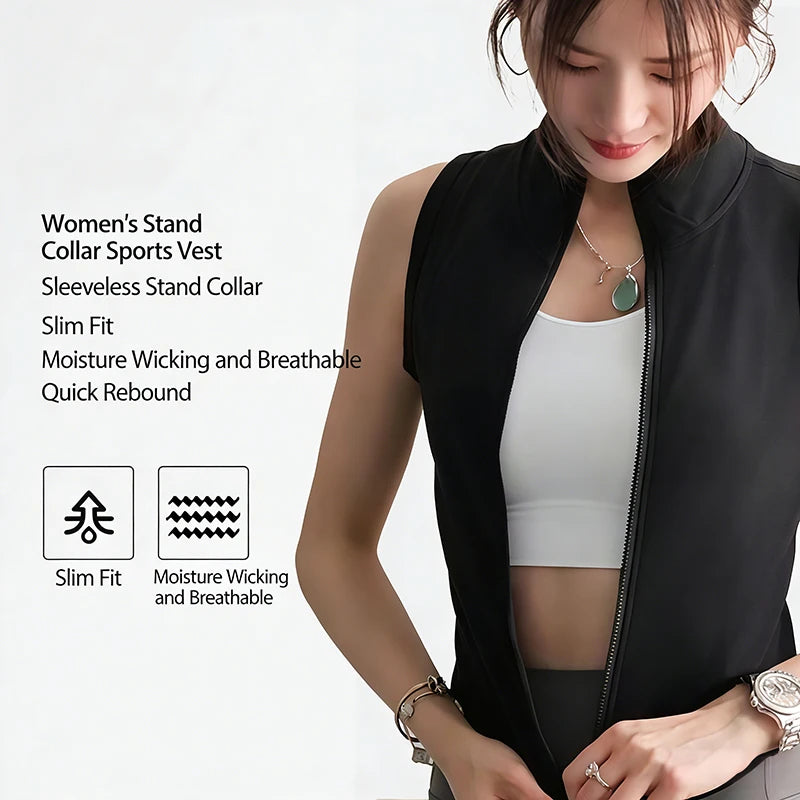 Quinn Zip Training Vest - Sleeveless Nylon Quick-Dry Layer