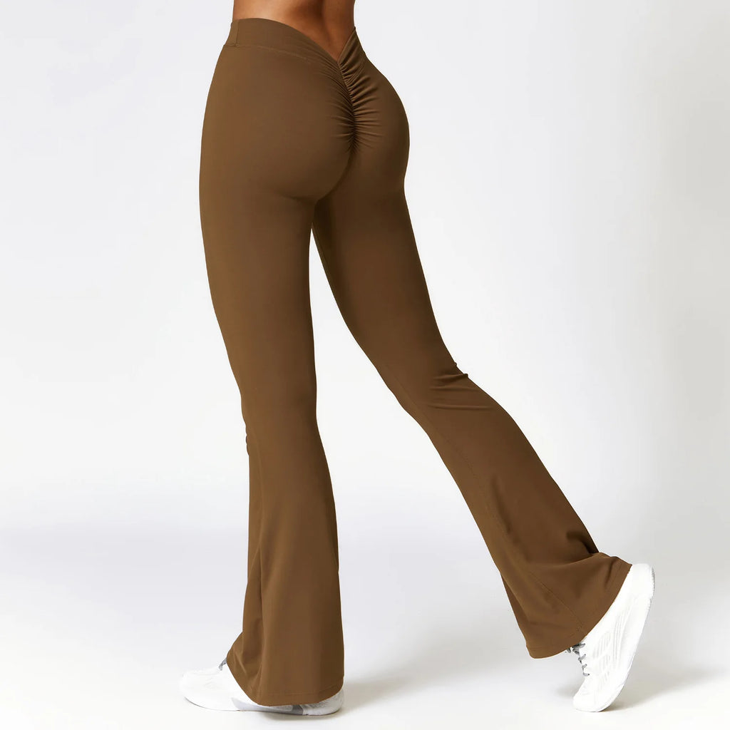 Vesper V-Waist Flare Leggings - High-Waisted Nylon Scrunch Flares