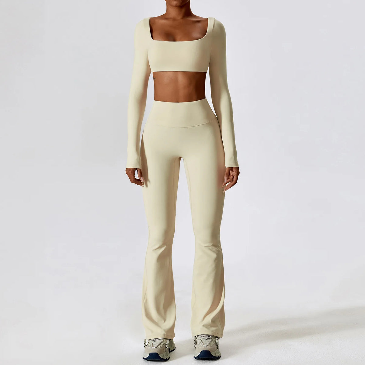 Laurel Seamless Long-Sleeve Set - Crop Top & Flare Leggings