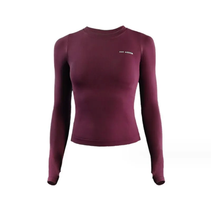 Wren Long-Sleeve Yoga Top - Nylon Fitted Workout Shirt