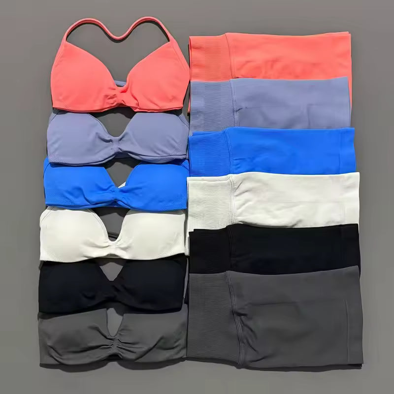 Luna Sculpt Set - Seamless Strappy Bra & Scrunch Shorts