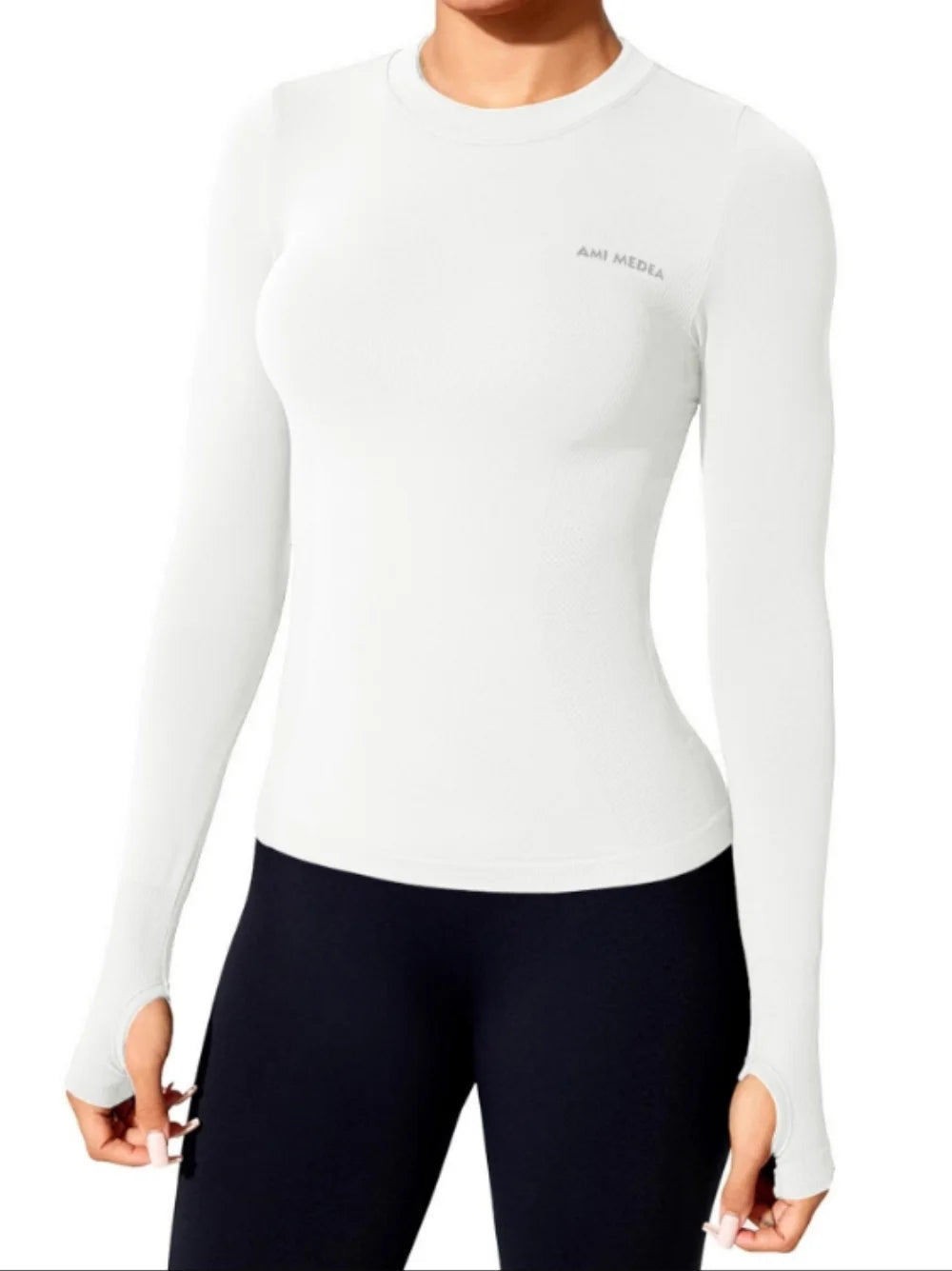 Wren Long-Sleeve Yoga Top - Nylon Fitted Workout Shirt