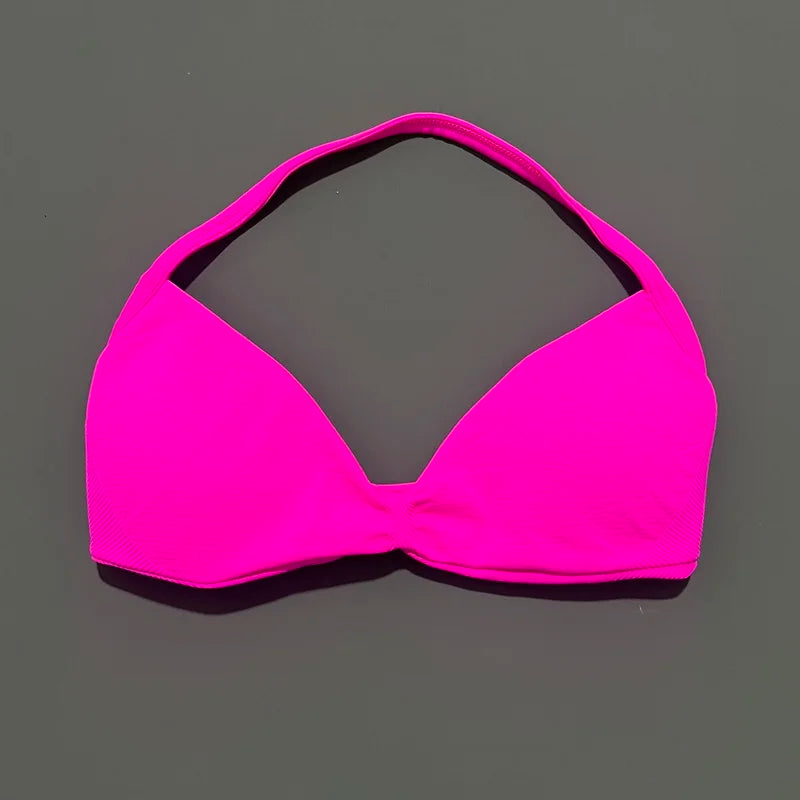 Nadia Strappy Halter Bra - Seamless Nylon Sports Bra for Women