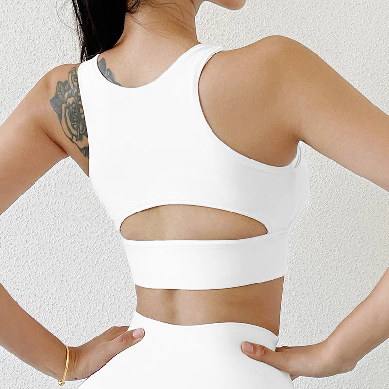 Lena Crop Bra - Nylon Sports Bra with Removable Pads
