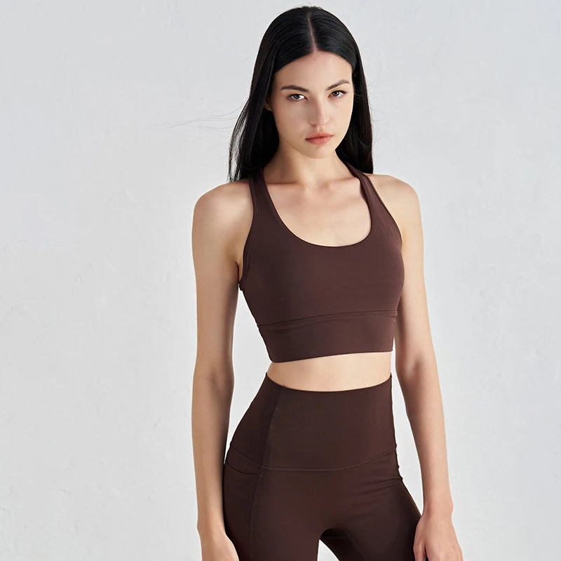 Selene Backless U-Neck Bra - Nylon Crop Sports Bra for Women