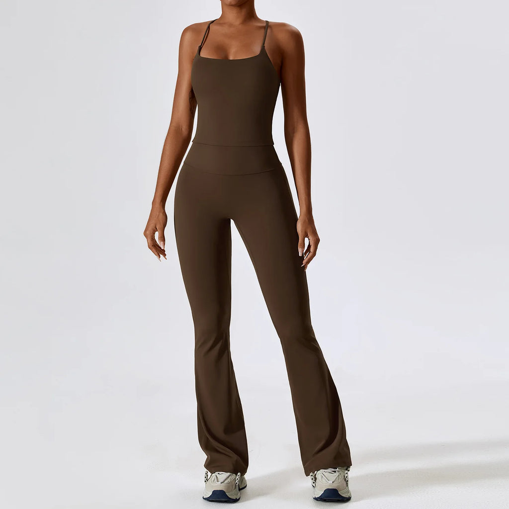 Laurel Seamless Long-Sleeve Set - Crop Top & Flare Leggings