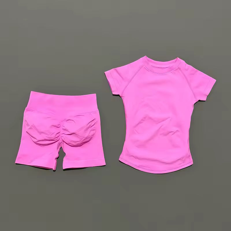 Nova Sport Set - Seamless Short Sleeve Top & Shorts