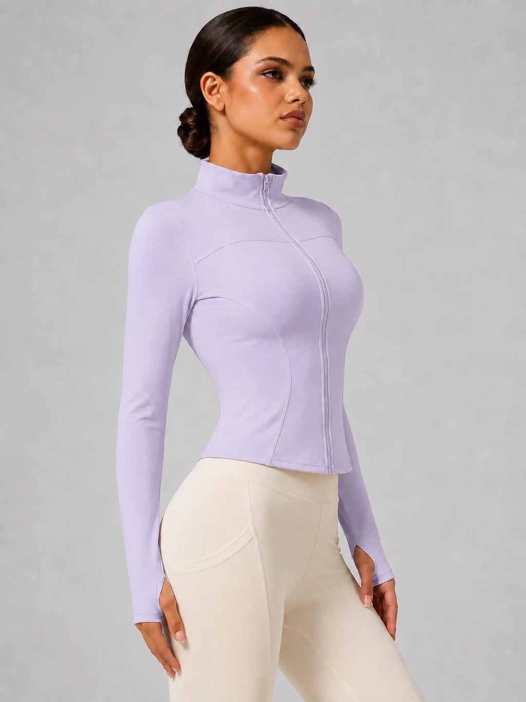 Harper Full-Zip Thumbhole Jacket - Slim-Fit Stretch Yoga Jacket