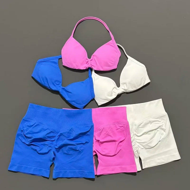 Luna Sculpt Set - Seamless Strappy Bra & Scrunch Shorts