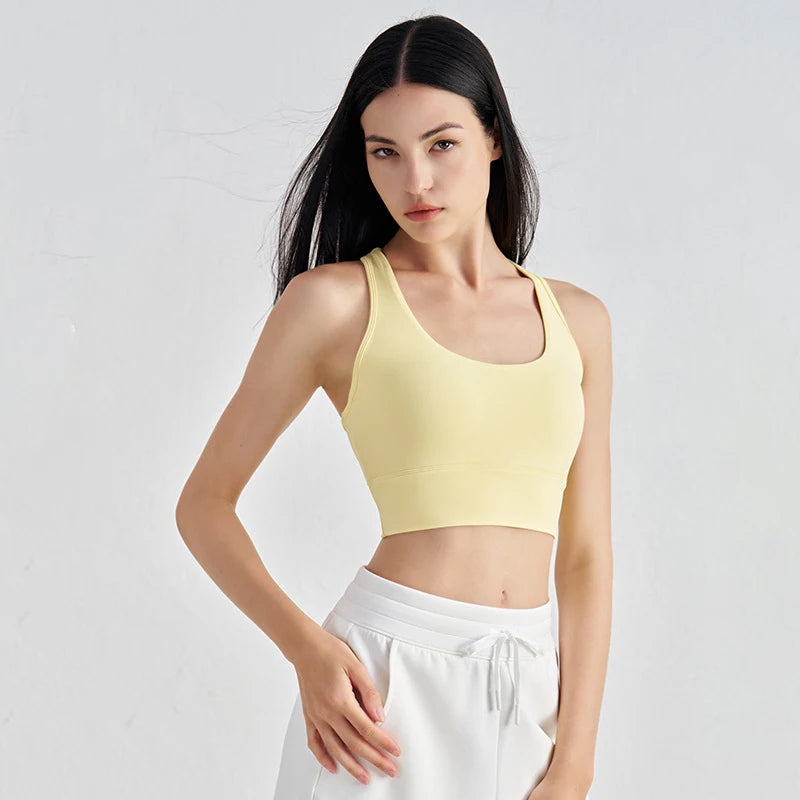 Selene Backless U-Neck Bra - Nylon Crop Sports Bra for Women