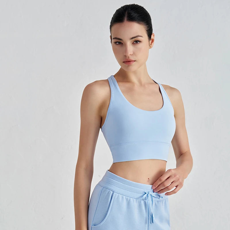 Selene Backless U-Neck Bra - Nylon Crop Sports Bra for Women