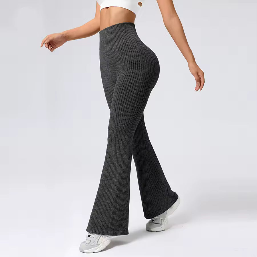 Ruby Sculpt Flare Leggings - Ribbed Seamless High-Waisted Flare Pants