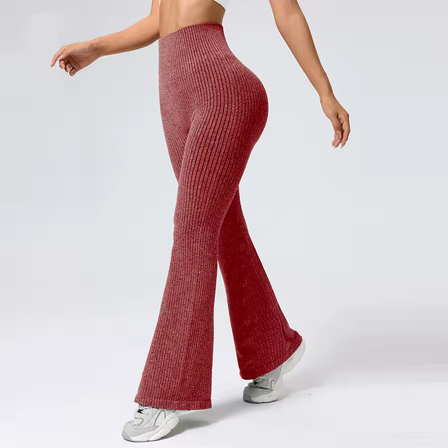 Ruby Sculpt Flare Leggings - Ribbed Seamless High-Waisted Flare Pants