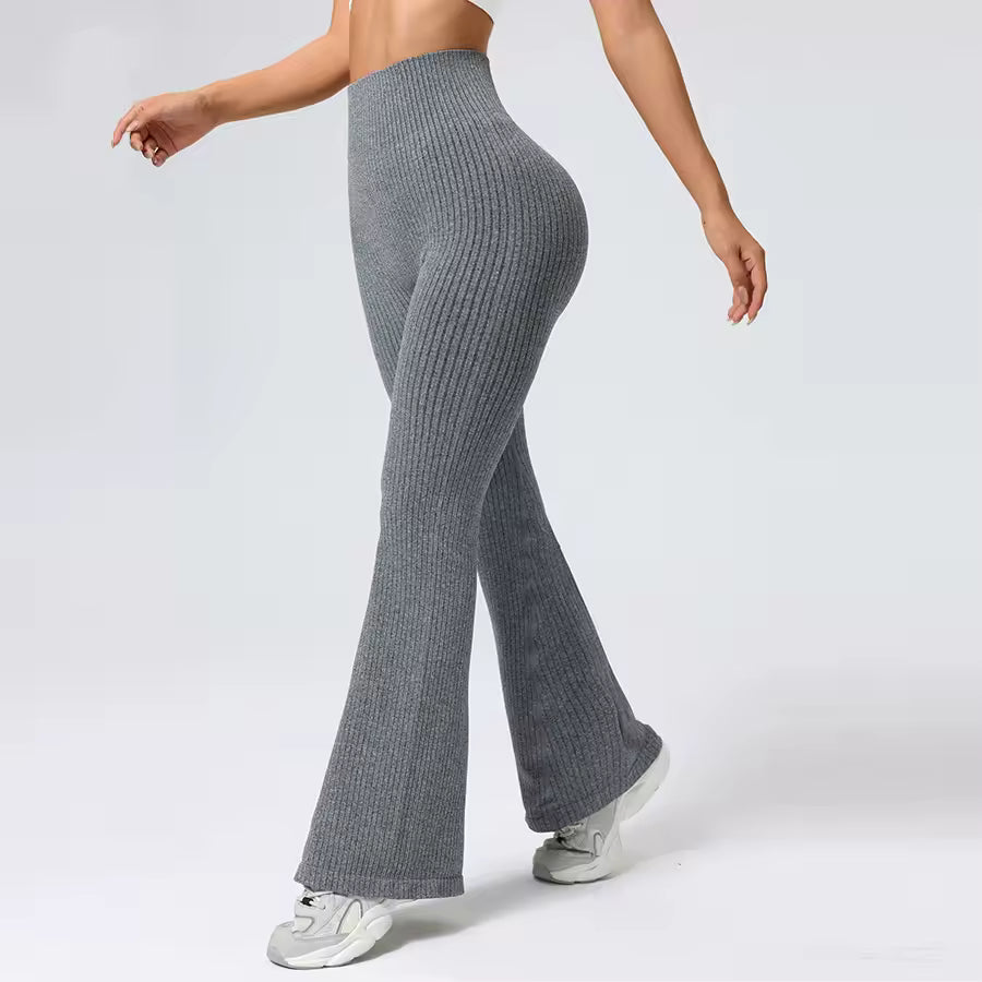 Ruby Sculpt Flare Leggings - Ribbed Seamless High-Waisted Flare Pants