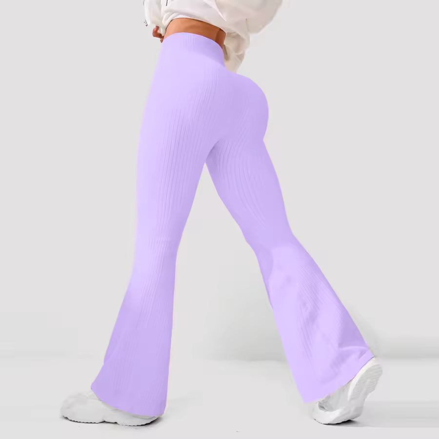 Ruby Sculpt Flare Leggings - Ribbed Seamless High-Waisted Flare Pants
