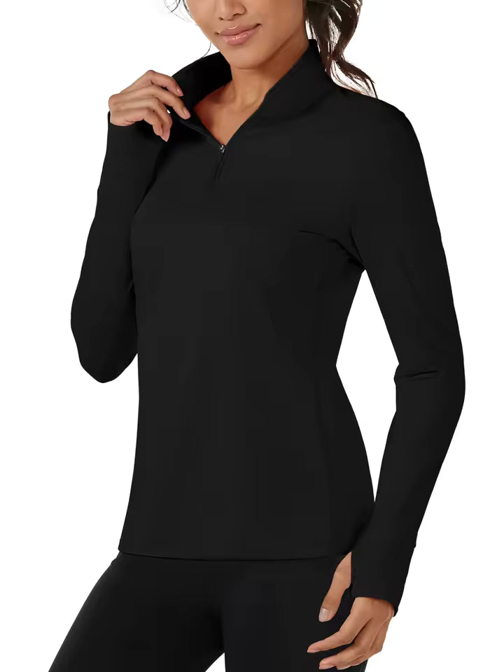 Sage Sculpt Half-Zip Pullover - Ribbed Seamless Quarter-Zip Layer