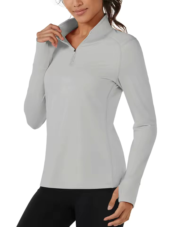 Sage Sculpt Half-Zip Pullover - Ribbed Seamless Quarter-Zip Layer