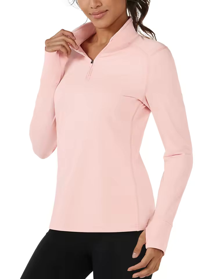 Sage Sculpt Half-Zip Pullover - Ribbed Seamless Quarter-Zip Layer